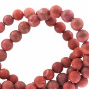 Natural stone beads round 8mm matte Red jasper